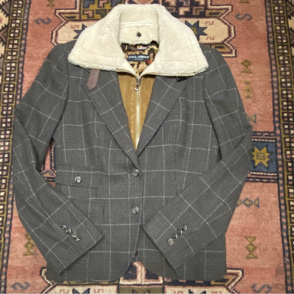 Dolce & Gabanna Sherpa Plaid Blazer. Small.
